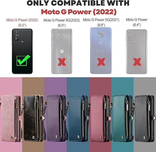 Miniatura 2 de Defencase Funda para teléfono Moto G Power 2022, con bloqueo RFID, para Motorola Moto G Power 2022, para mujeres y hombres, correa de cuero a la