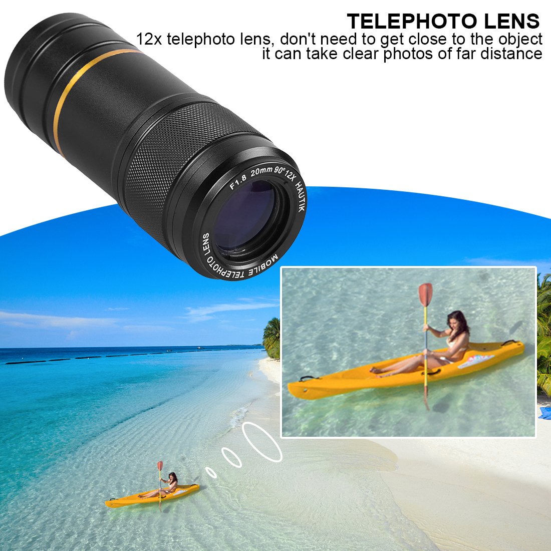 RFJF 5 in 1 Phone Camera Lens Fisheye Lens、Macro Lens 、Wide