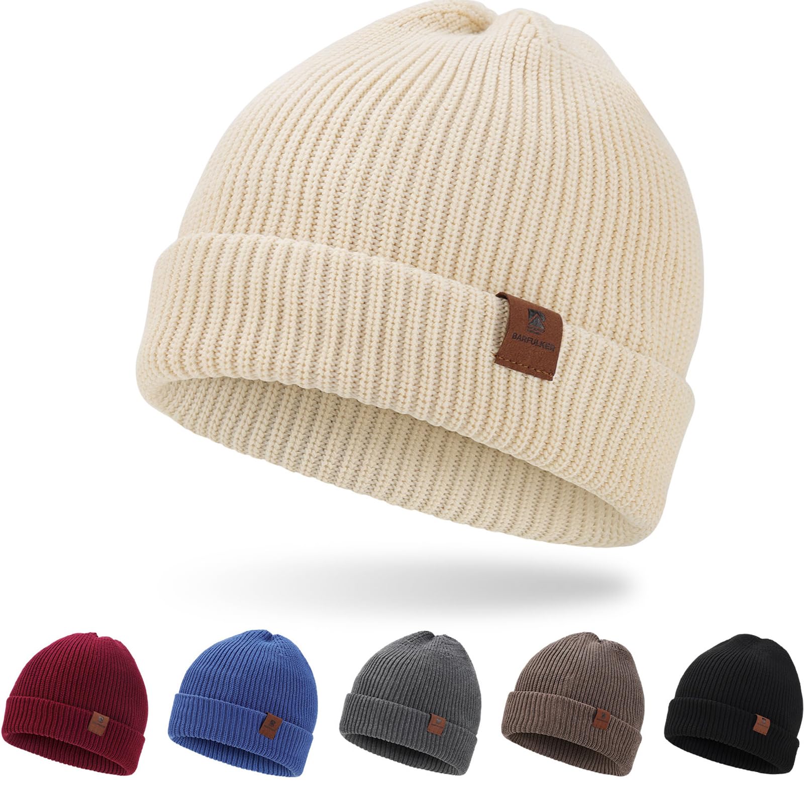 Czapka Beanie dla Mężczyzn i Kobiet, Uniseks Czapki Dzianiny na Jesień Zimę Dzianina Czapka Zimowa Damska Miękka i Ciepła Czapka Knitted Hats,Biały
