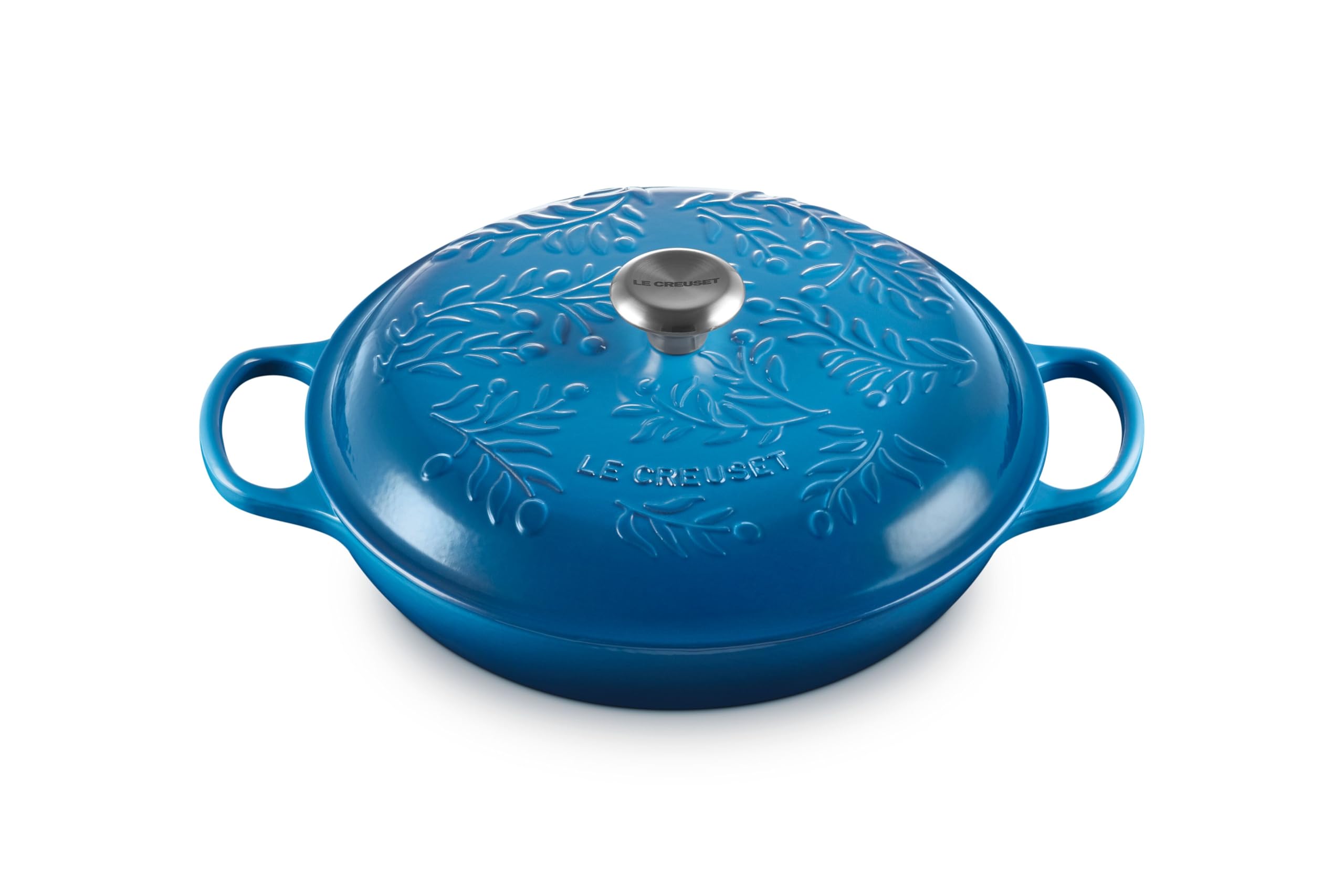 Le Creuset Olive Branch Collection Enameled Cast Iron Signature Braiser, 3.5 qt., Marseille with Embossed Lid