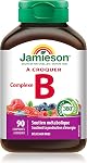Jamieson Vitamin B Complex, 90 Chewable Tablets, Natural Berry Flavour. Naturally Energizing, Supports Metabolism, Provides Folate. Vegetarian, No Artificial Flavours, Colours or Preservatives