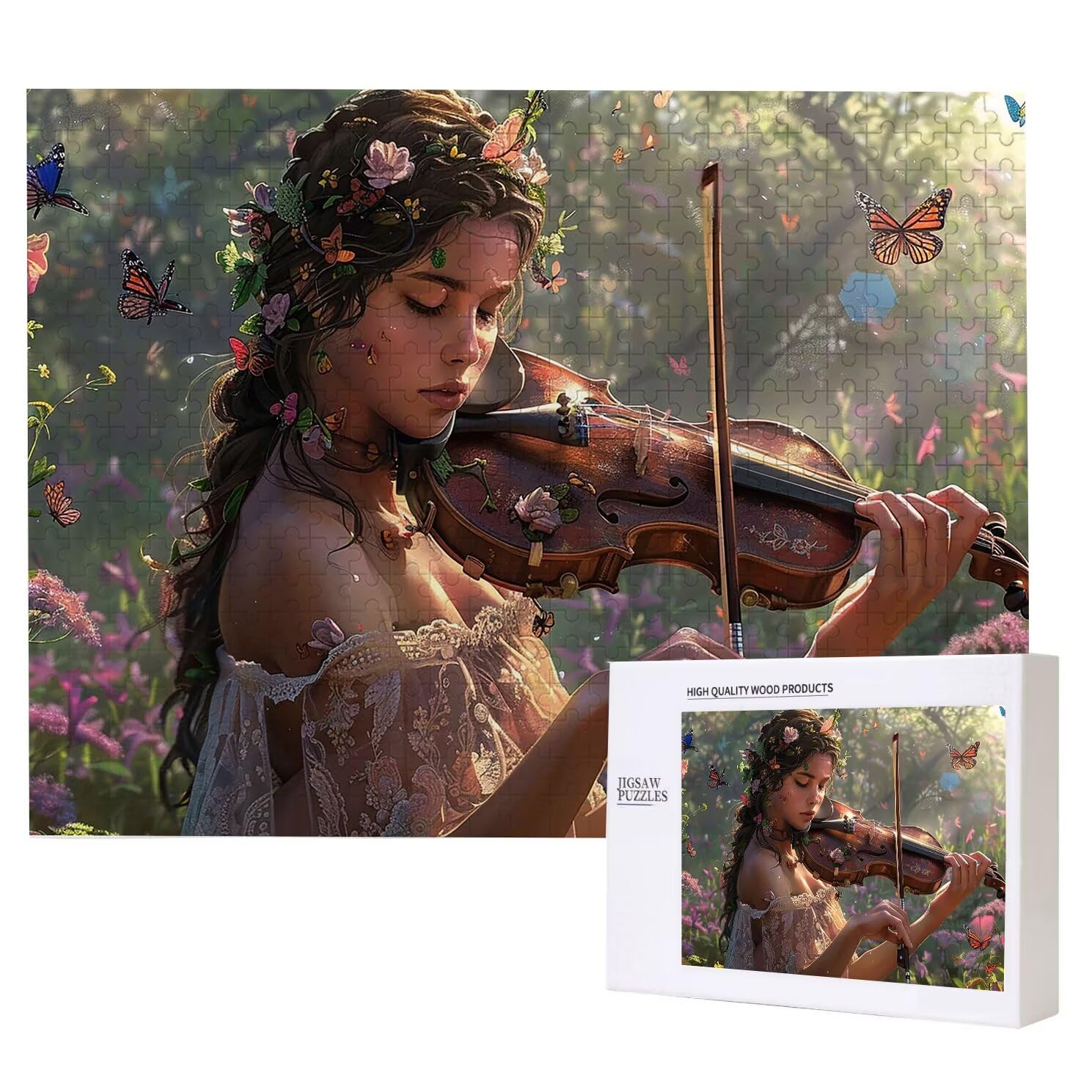 Puzzle dla dorosłych, 6000 sztuk, trudne drewniane puzzle, gra, gra logiczna, gra ręczna, dekoracja rodzinna, kreatywna rozrywka, prezent 105 x 179 cm skrzypce kobieta K0F-771