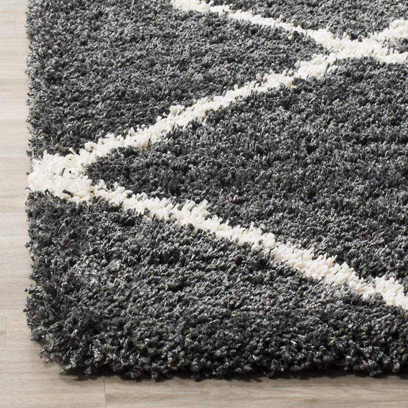 Image of SAGON Anti-Skid Shaggy Carpet Rug for Home | Ultra-Soft Plush Floor Mat for Living Room & Bedroom | Non-Slip, High-Density, Cozy Luxury Decor| 6 x 9 Feet Gray Ivory Box