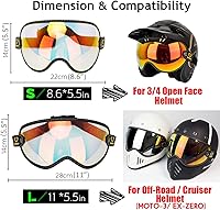 Vista 3 de Protector retro para casco de motocicleta, visera de burbujas, lentes de policarbonato de repuesto universal para casco completo de cara abierta