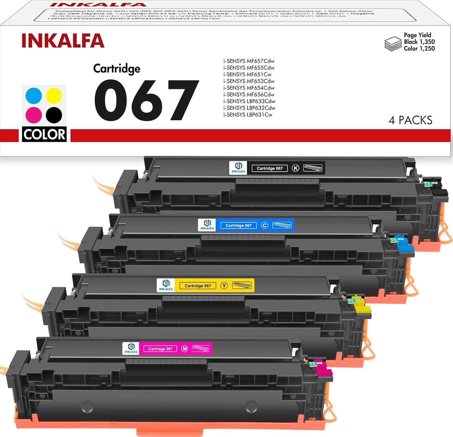 067 067H Toner Set Compatible with Canon 067 067H for Canon i-SENSYS MF657Cdw MF655Cdw MF651Cw LBP633Cdw LBP632Cdw LBP631Cw MF653Cdw MF654Cdw