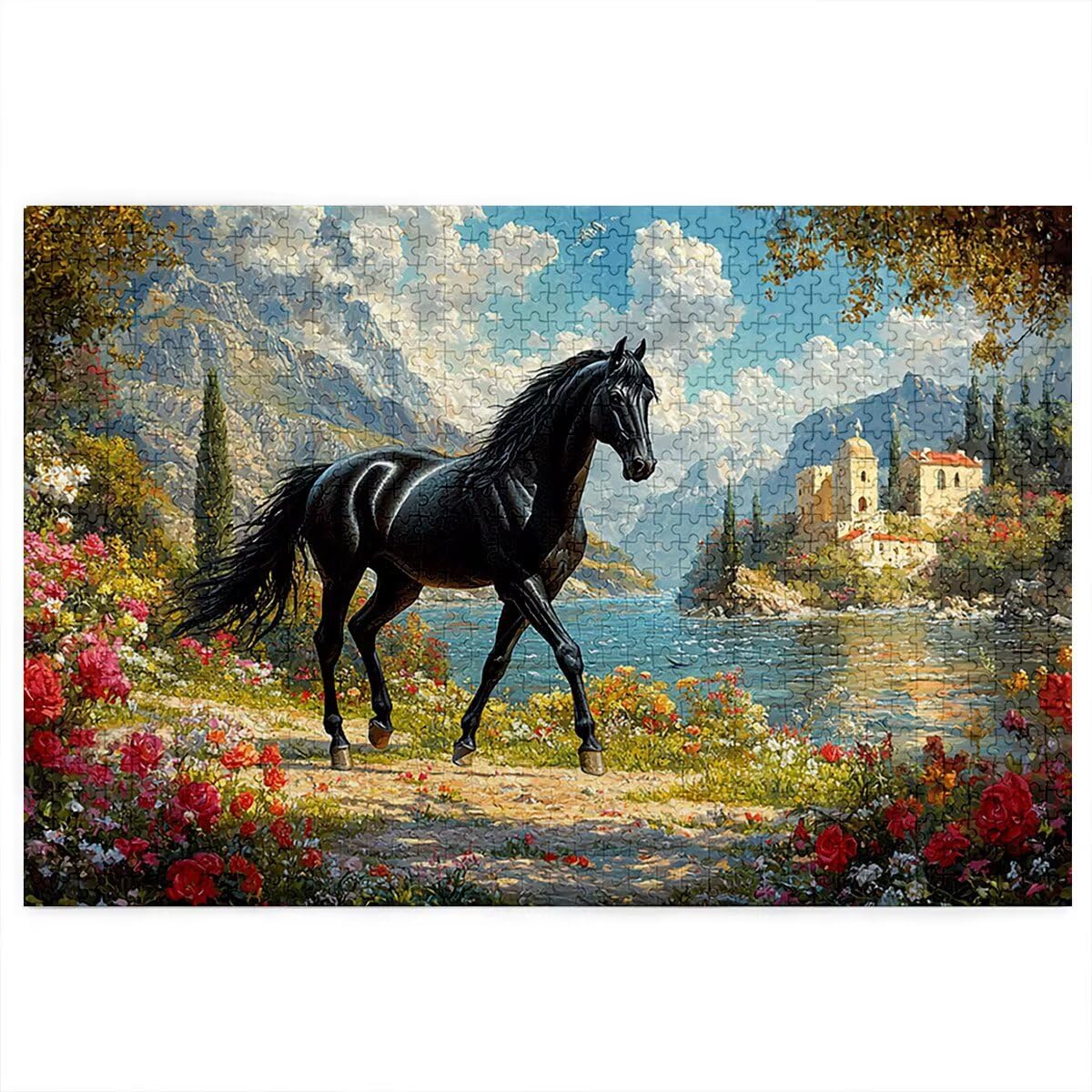 Puzzle 4000 Piezas Caballo, Puzzle Flor con Caja Regalo Adultos, DIY 4000 Piezas Rompecabezas de Madera para Adultos, Rompecabezas Desafiante para Decoración del Hogar y Paredes, Regalo Mujer, H-7