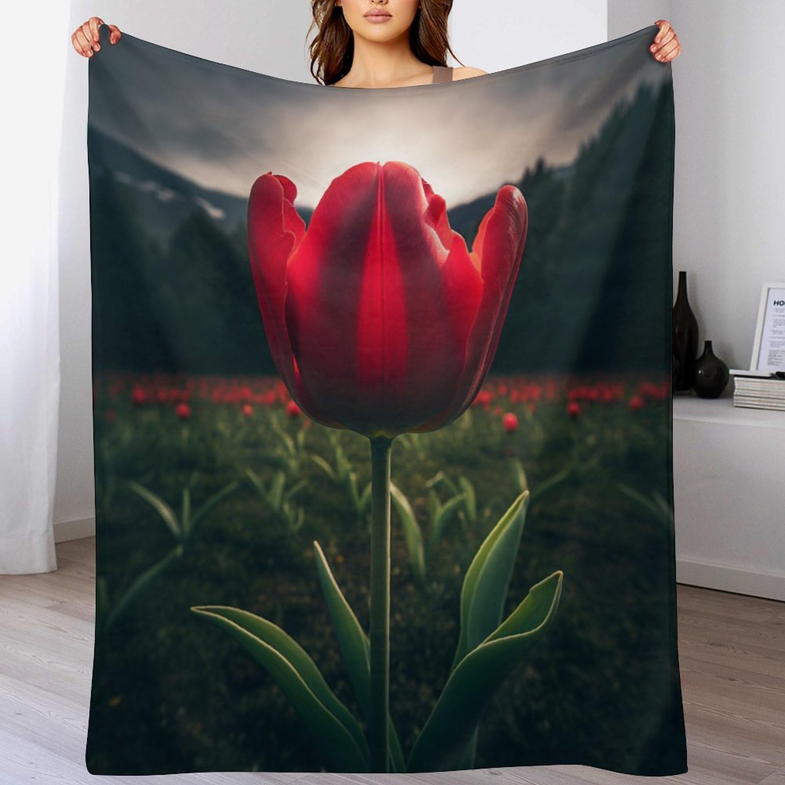 Couverture flannel fleur 140x180cm douce et lavable en machine