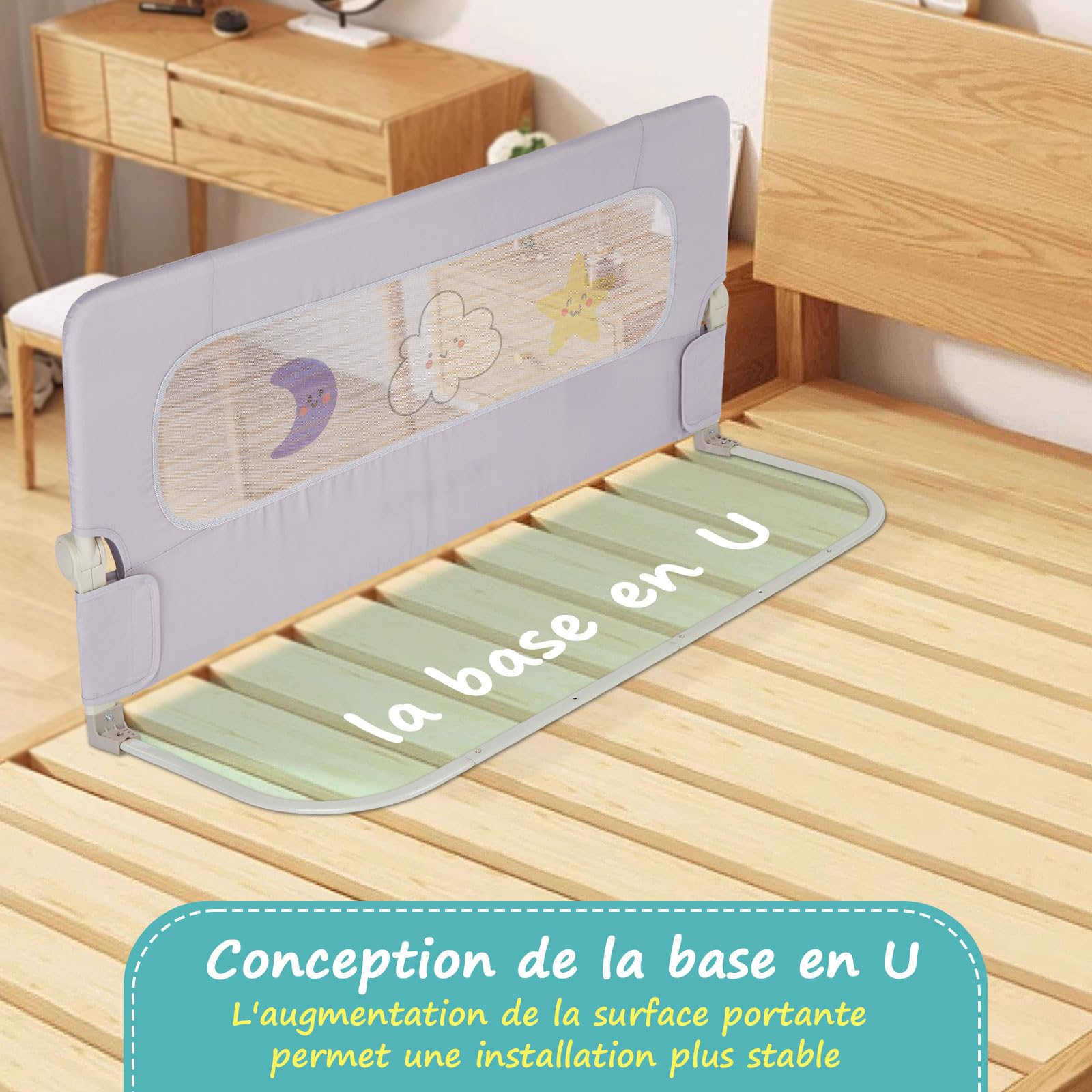 welspo Garde-corps de lit bébé pour enfants