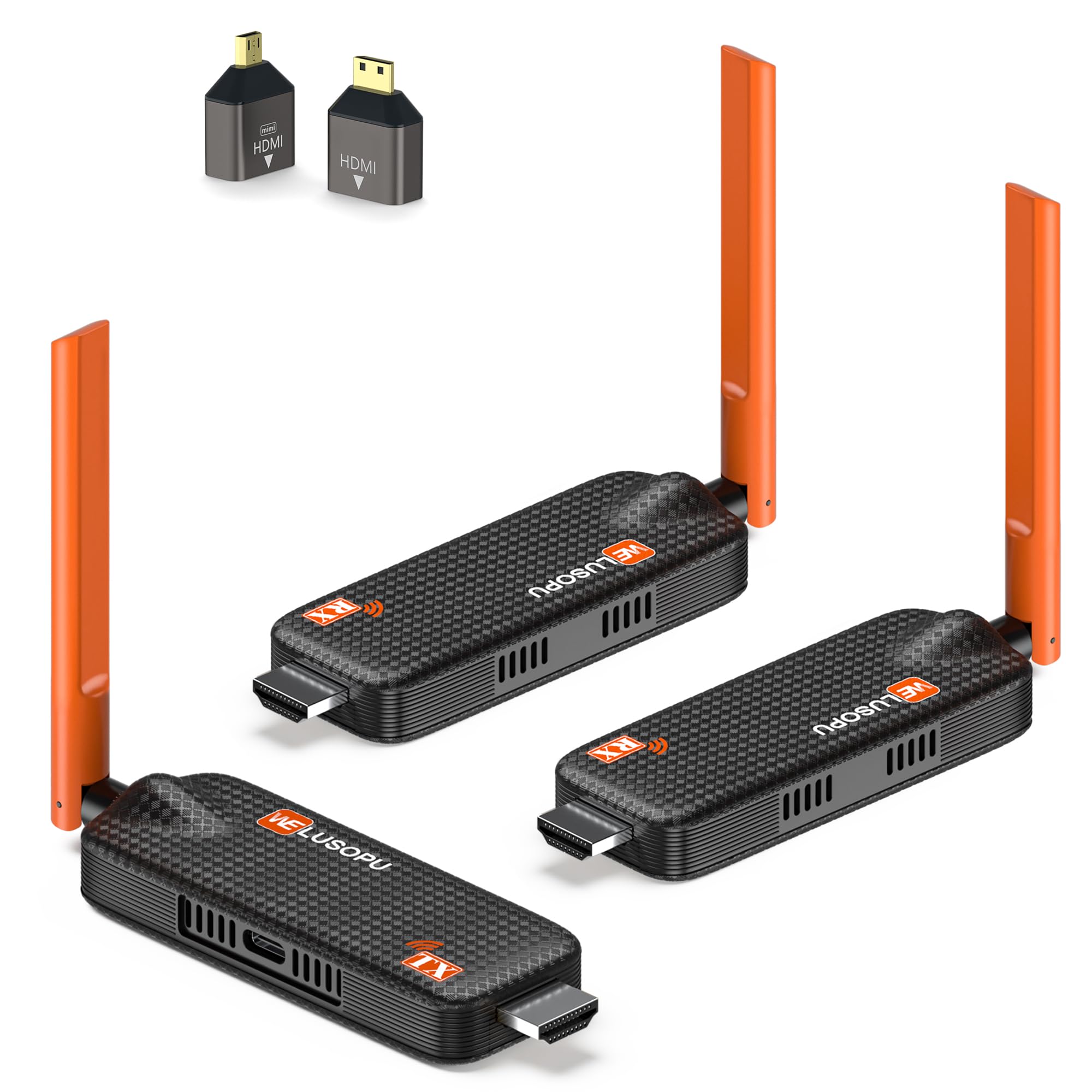 2026 Wireless HDMI Transmitter and 2 Receivers 4K Decoding, bis zu 6 RX, HDMI Funkübertragung 5GHz /1080P Funk Extender mit APP-Anzeige, Streaming Video für Laptop, TV Box, CC-TV zu TV, Projektor, 50M