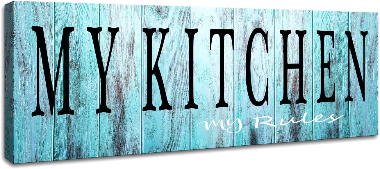 DYYJ Wall Art for Kitchen Wall Decor Canvas Prints My Kitchen My Rules Signs Home Decor 1 Piece Size :6x17inch