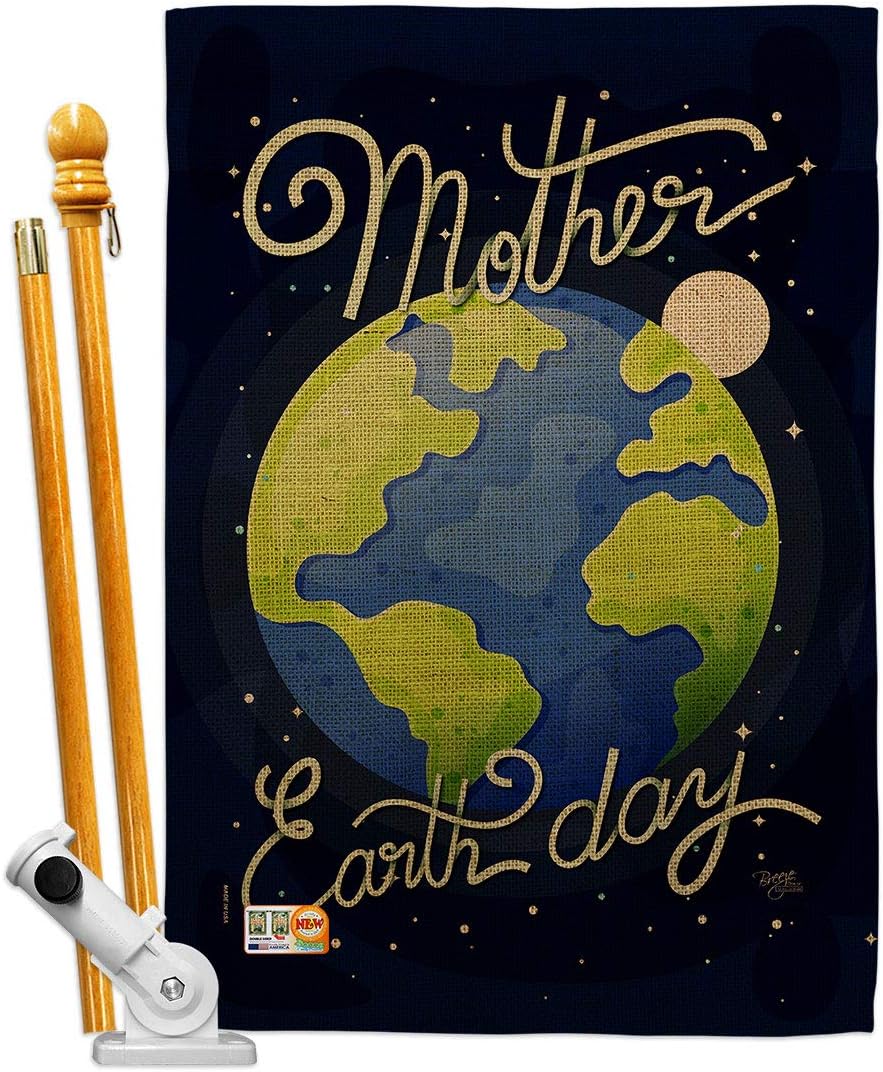 Earth Day House Flag Sweet Life Peace Support Environmental Protection Small Decorative Gift Yard Banner Made In USA 28 X 40