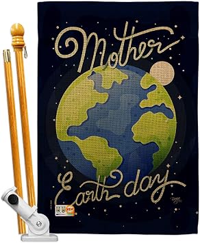 Earth Day House Flag Set Sweet Life Peace Support Environmental Protection Small Decorative Gift Yard Banner Made In USA 28 X 40