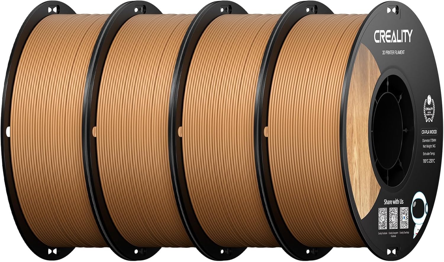 Creality Wood PLA Filament, 3D Printer Filament 1.75 mm, Smooth Silk Texture, Toughness, 4kg(8.8lbs)/Spool Printing Filament for All Printers (Wood)