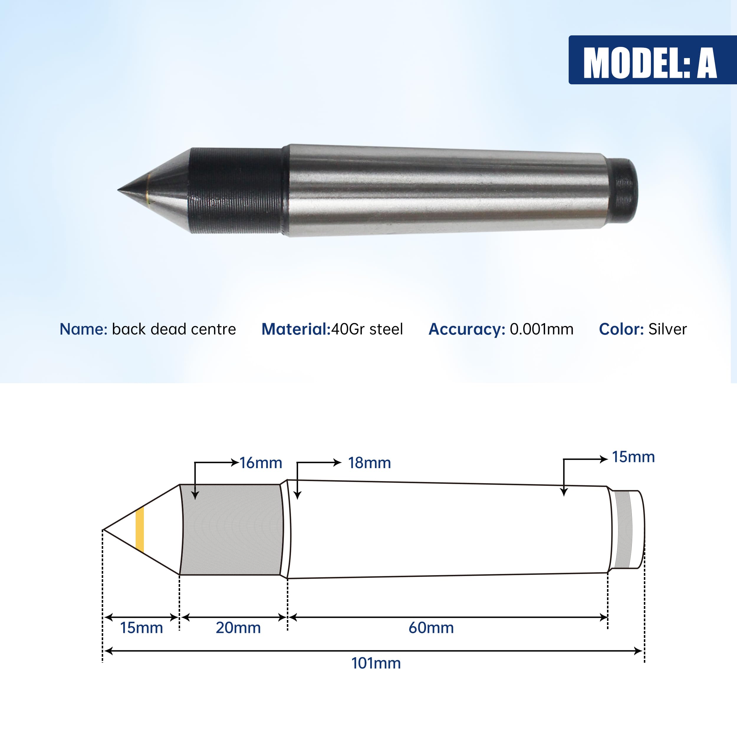 65mm MT2 Tokarka Cent Konik Morse'a Gwintownik 2 Cent Ruchomy z 4 wymiennymi głowicami Do Frezarki CNC 4H Osi, 4 Osi Mohsa MT2 CNC Konik Teleskopowy Skok 50MM