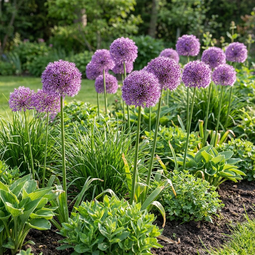 Green boutiQ - 64x Allium Gladiator - Ail ornemental Gladiator - Violet - Floraison estivale - Calibre 16/18