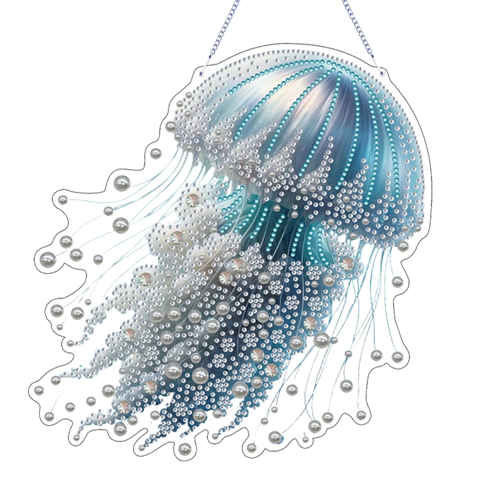 Diamond Art Suncatcher Kits for Adults,DIY Hanging Diamond Art Wind Chimes for Windows,Gem Art for Adults Window Hanging Kit for Home Garden Decoration(Jellyfish)