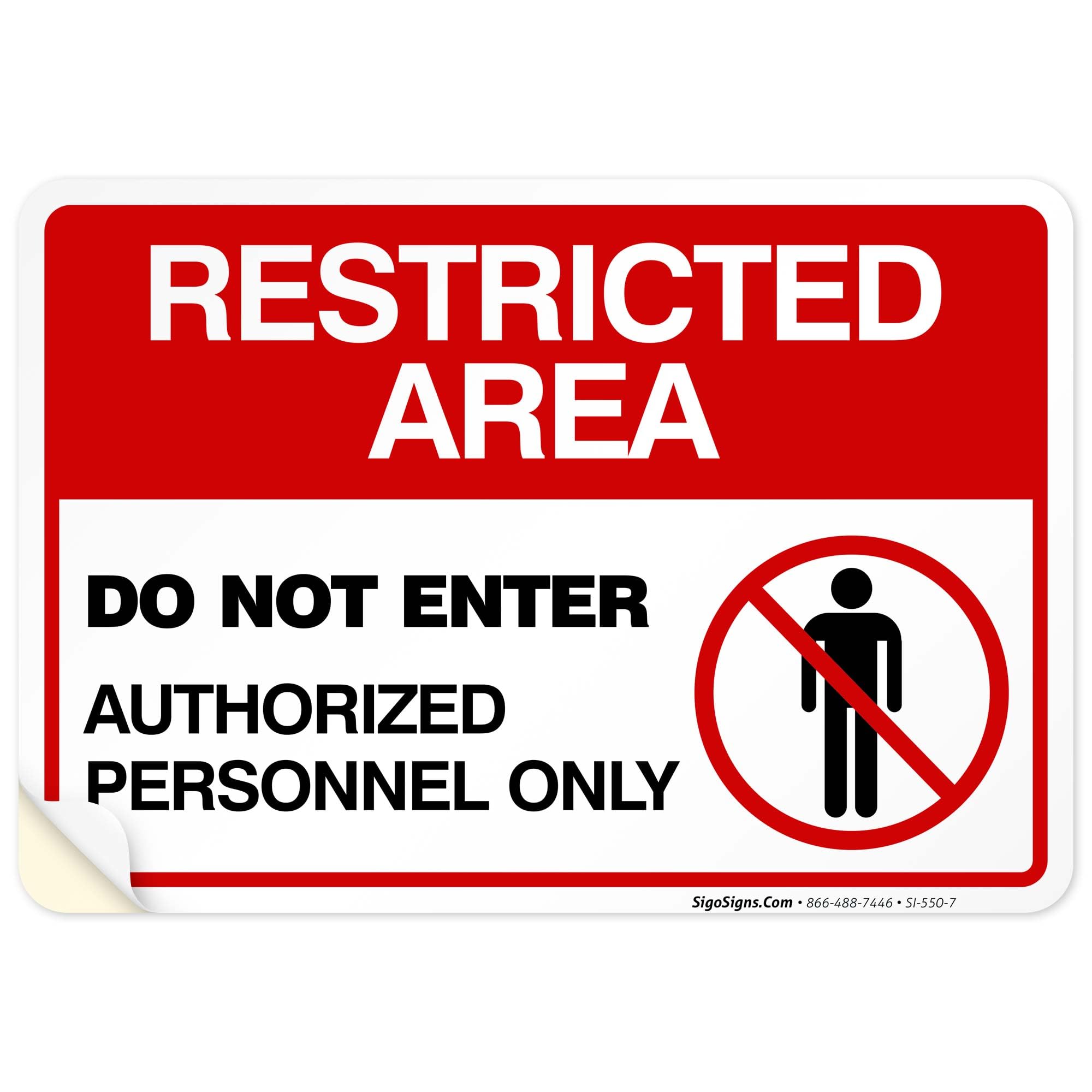 Restricted Area Do not Enter Authorized Personnel Only Graphic Sign, 10x7 Inches, 4 Mil Vinyl Decal Stickers Weather Resistant,