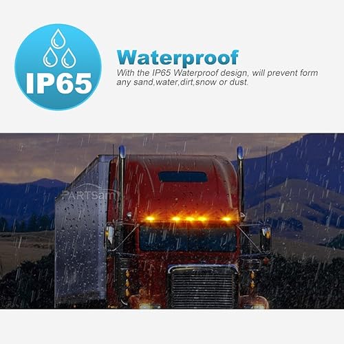 Vista 11 de Partsam 5 luces rectangulares ámbar 6 LED parte superior transparente para Freightliner Volvo