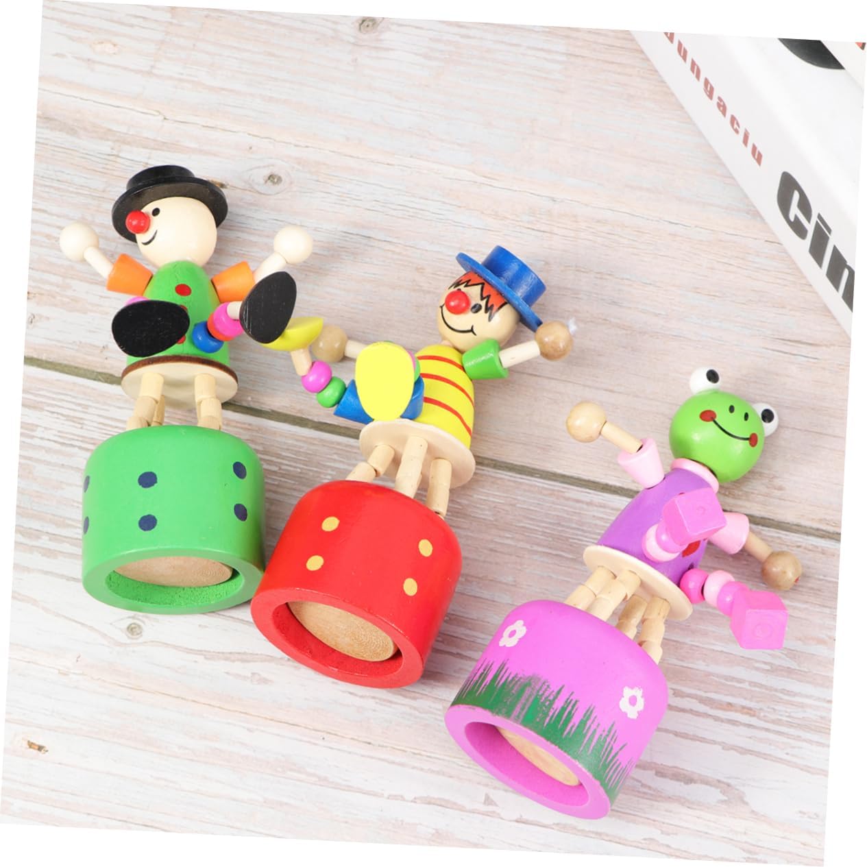Garneck 5pcs Wooden Thumb Push Puppets - Fun Finger Puppets for Ages 3-5 Engaging Perfect for Home and Office Desk Decoration