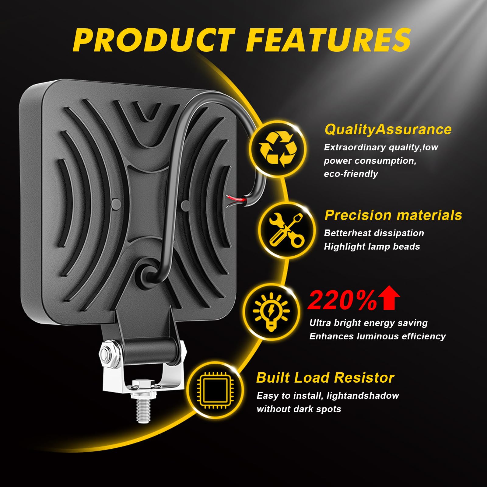 4pcs Mini Ultra Thin LED Work Light, 3.3 Inch 48W Spot Beam 12V LED Strip Light, 6000K White Driving Fog Lamps for Offroad Cars, Trucks, SUVs, ATVs, Boats, and Tractors - Image 4
