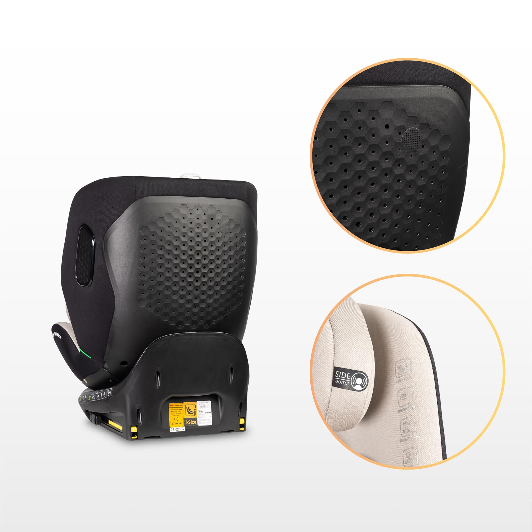CARETERO - Lumi i-Size Kindersitz für Kinder - Kindersitzerhöhung Auto Kinder 40-150 cm, 12 Jahre Schutz Autositz, 360° Drehbar, ISOFIX & Stützfuß, Belüftet, Memory-Schaum - Grün