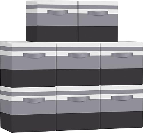 StoreHappily Contenedores de almacenamiento, cajas de tela plegables de 11 pulgadas con asas y cartón para armario, cuarto de servicio, dormitorio,