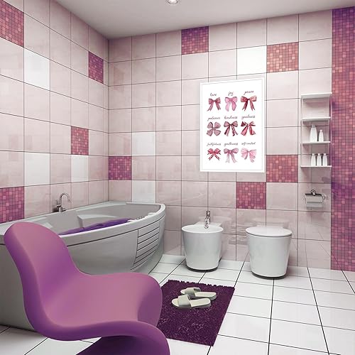 Miniatura 5 de Arte de pared de lazo rosa de moda, acuarela, lazo rosa claro, pósteres de lienzo Balletcore Girl Funky Coquette Preppy impresiones estéticas