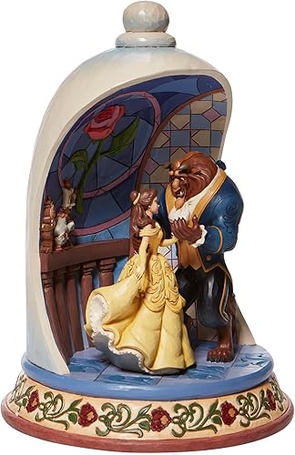 Miniatura 3 de Enesco Disney Traditions by Jim Shore Figura de escena de cúpula de rosa de la Bella y la Bestia, 10.3 pulgadas, multicolor