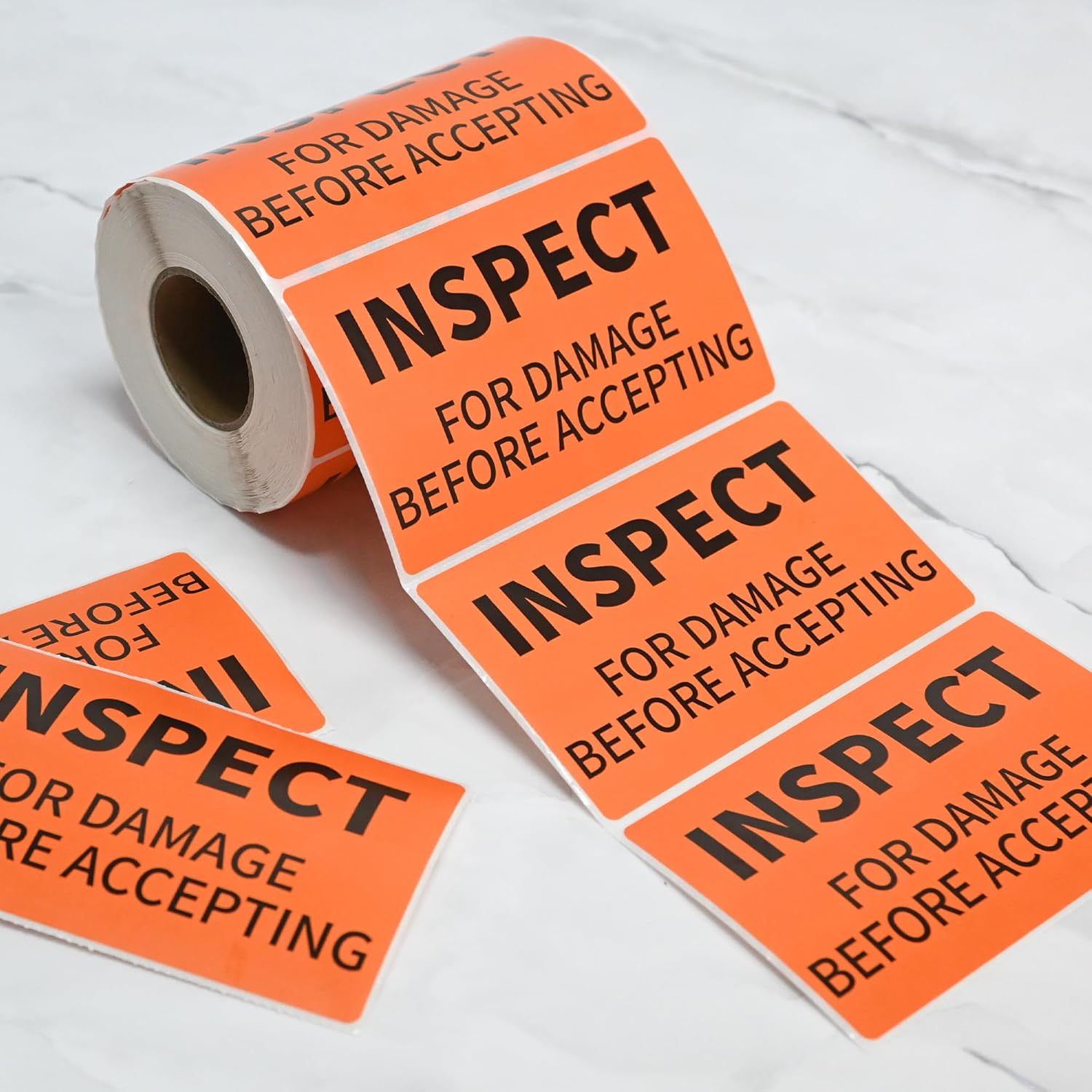 L LIKED 3" x 5" Inspect for Damage Labels, 500 Sticker Before Accepting Warning Stickers for Shipping or Packing, Permanent Adhesive (Pack of 2)