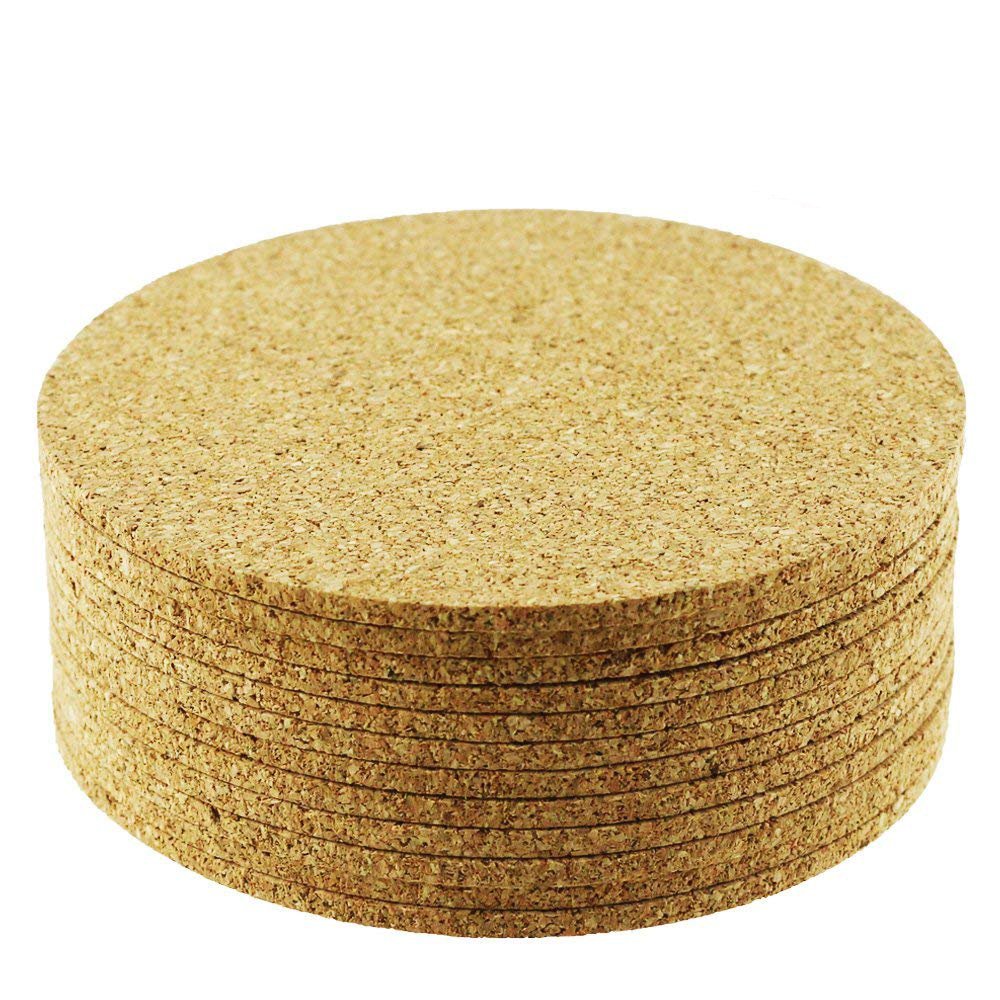 Yexpress 12pcs 4 Inch Round Cork Bar Coasters For Drink Board Bottom, Absorbent and Reusable