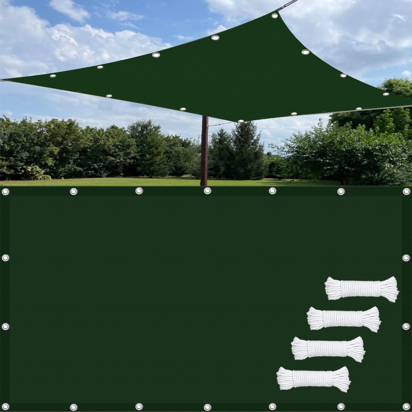 Voile d'ombrage de patio et serre 1.4x5 m, toile polyester 185G/m²