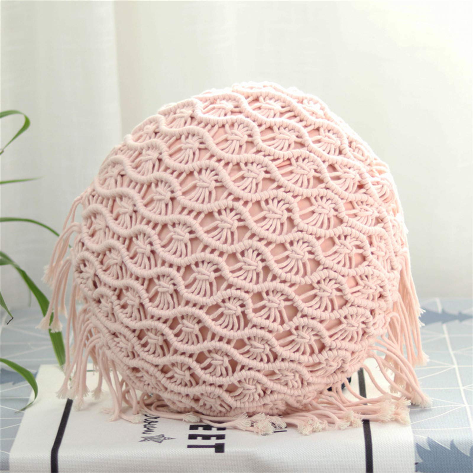SWECOMZE Boho, federa decorativa per cuscino con nappa in cotone e lino, per divano, camera da letto, soggiorno, auto, ufficio (Style-20)