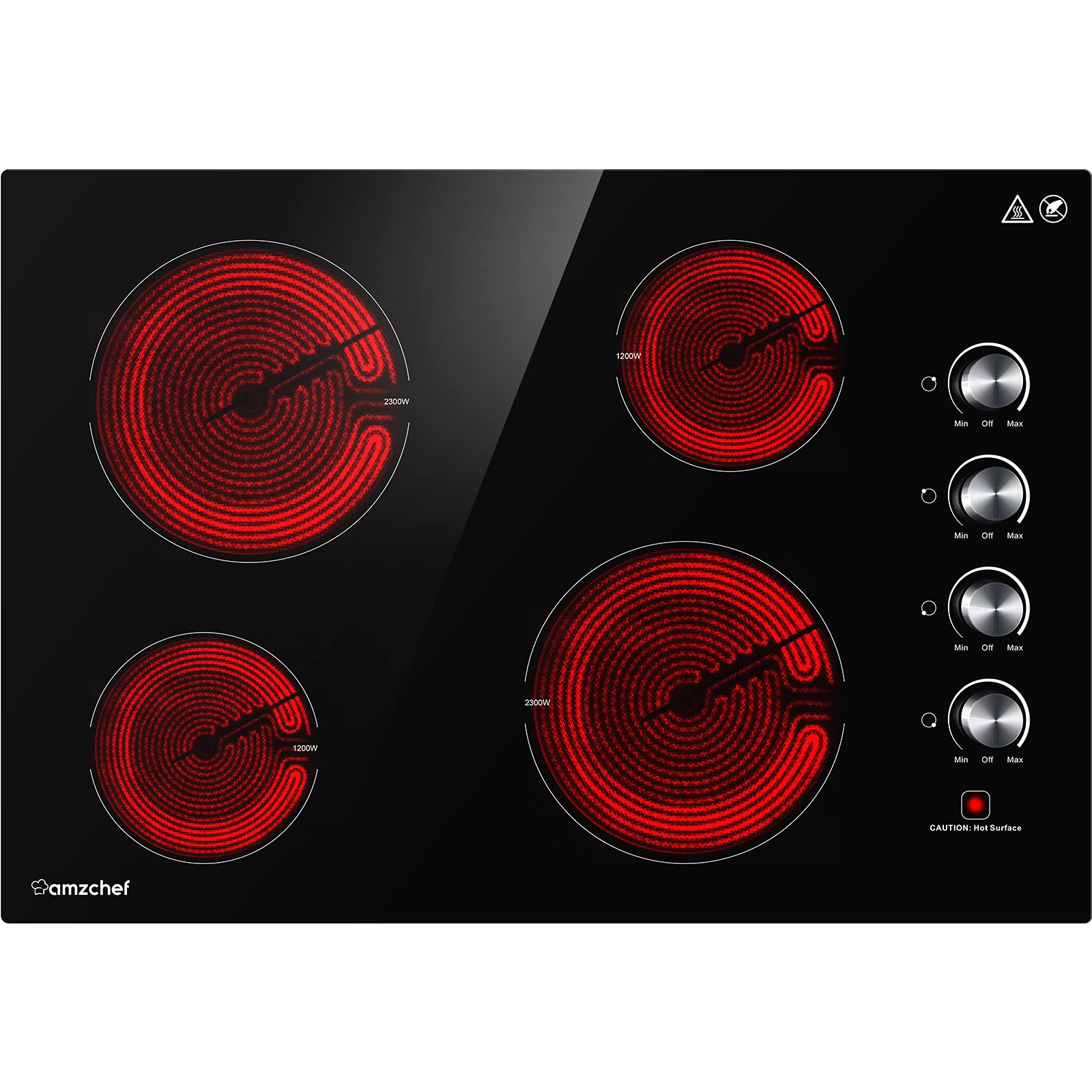 AMZCHEF Electric Cooktop 30" Builtin Electric Burner with 4 Burners