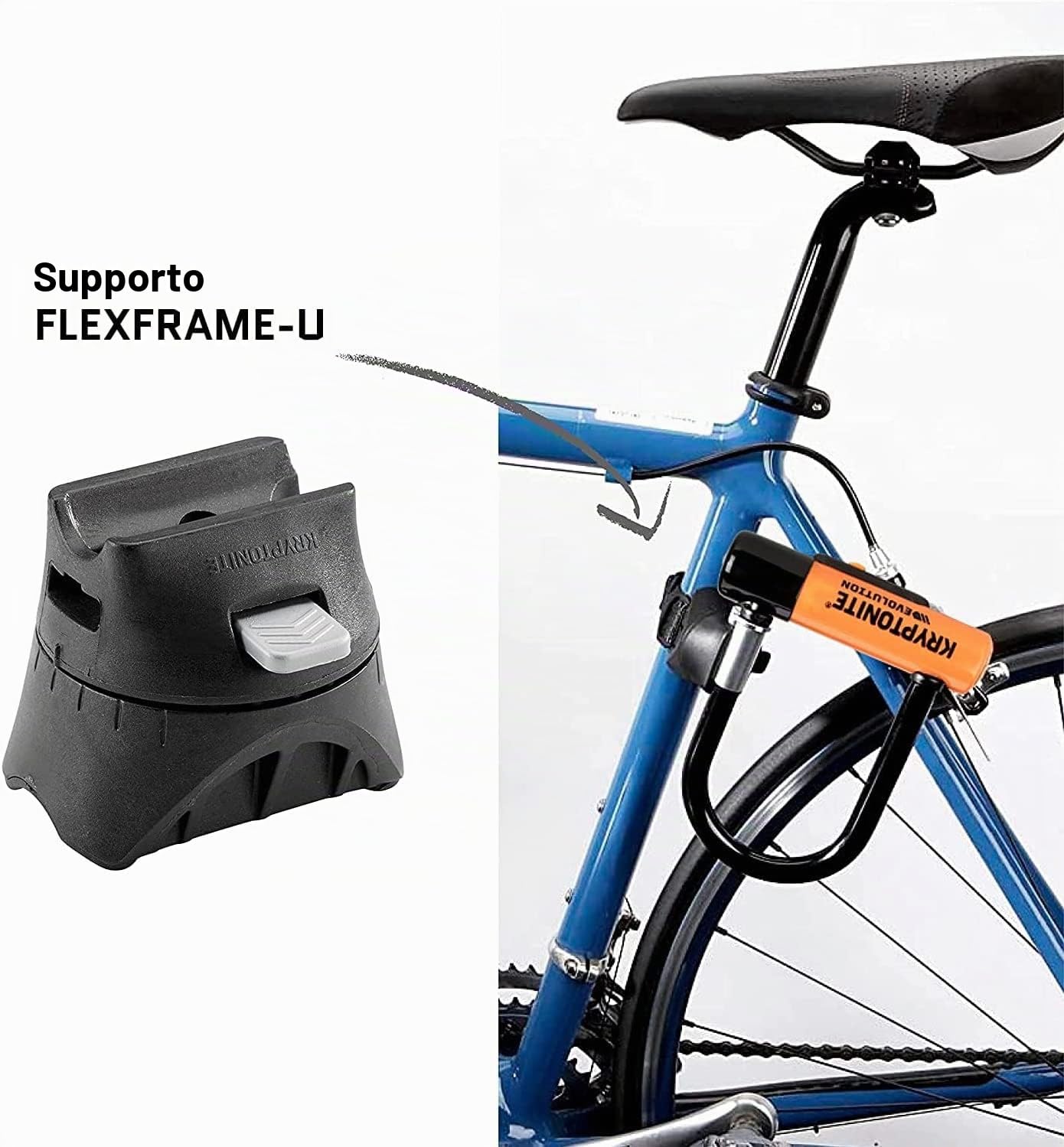 Kryptonite New-U - Evolution , Blocco Disco Evolution Standard con Supporto Flexframe-U Unisex – Adulto, Arancione, 10 x 22.9