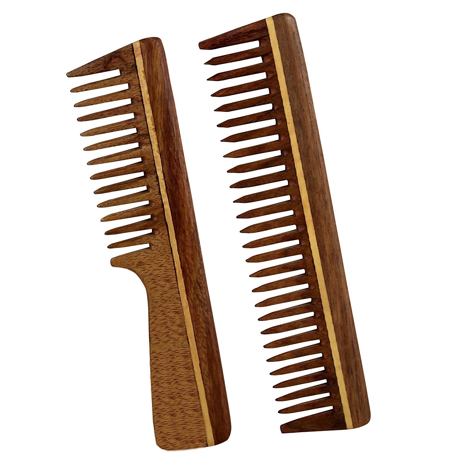 Bonne affaire du vendredi. Lot de 2 peignes à cheveux professionnels, faits à la main, en palissandre, anti-pellicules, non statiques et respectueux de l'environnement
