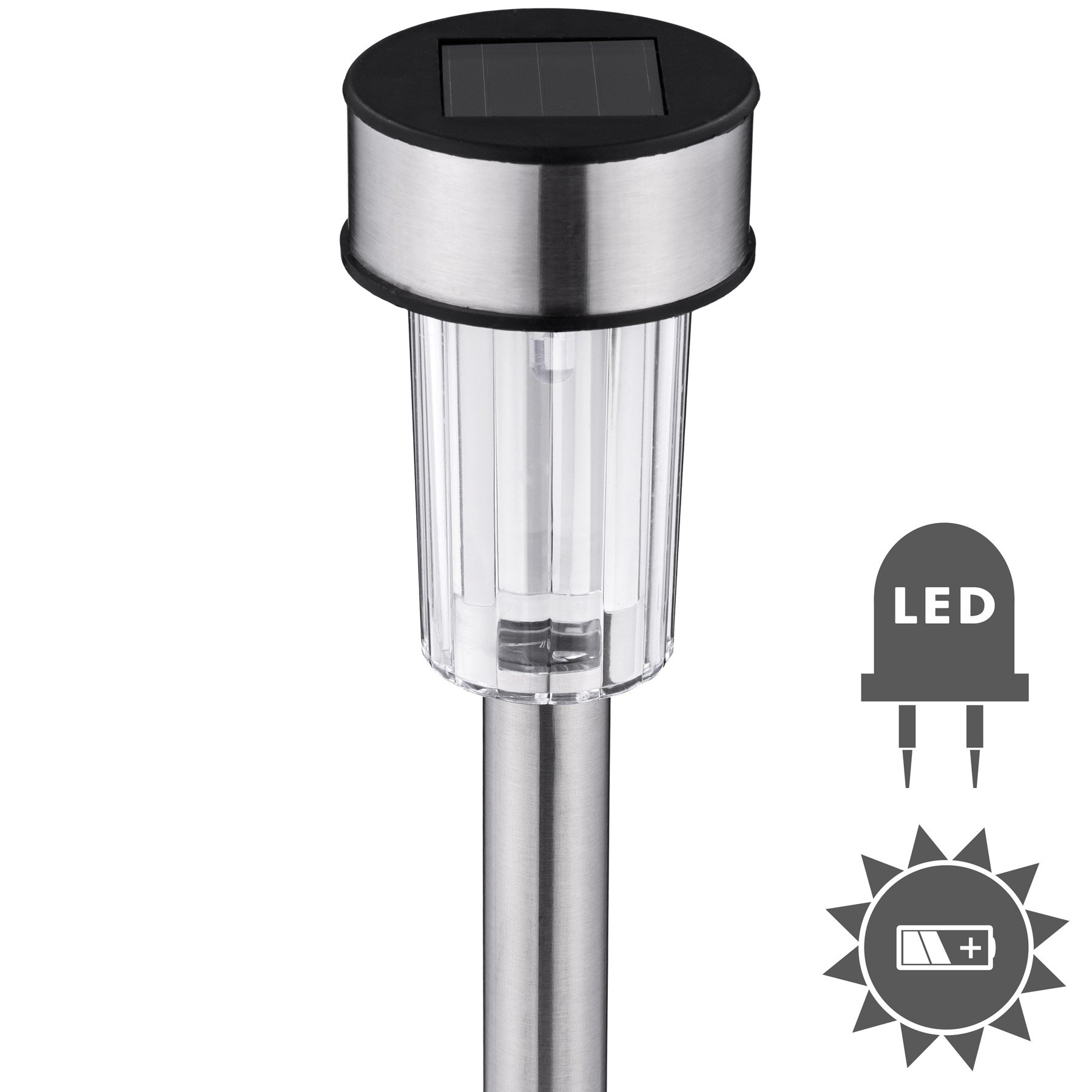 tectake LED Solar Außenleuchte Gartenleuchte | mit Einschaltautomatik | Edelstahlrohr | kaltweiß | bunt - Diverse Mengen - (24 STK. Weiss | Nr. 402312)