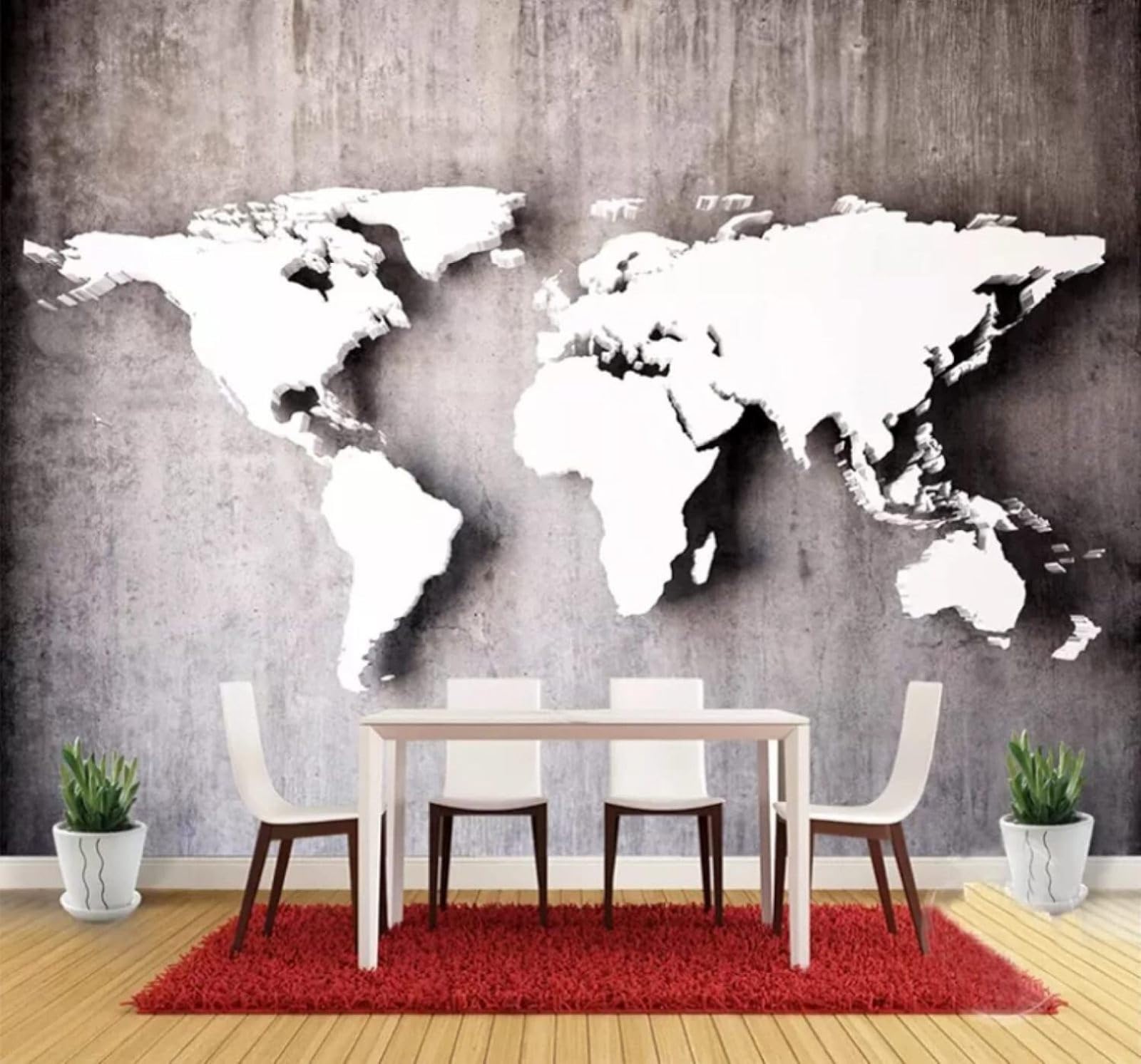 XLMING Abstract Relief Three Dimensional Grey World Map 3D Wallpaper Luxury Home Dining Decor Paste Sofa Living Room The Wall for Bedroom Mural-350cm×256cm
