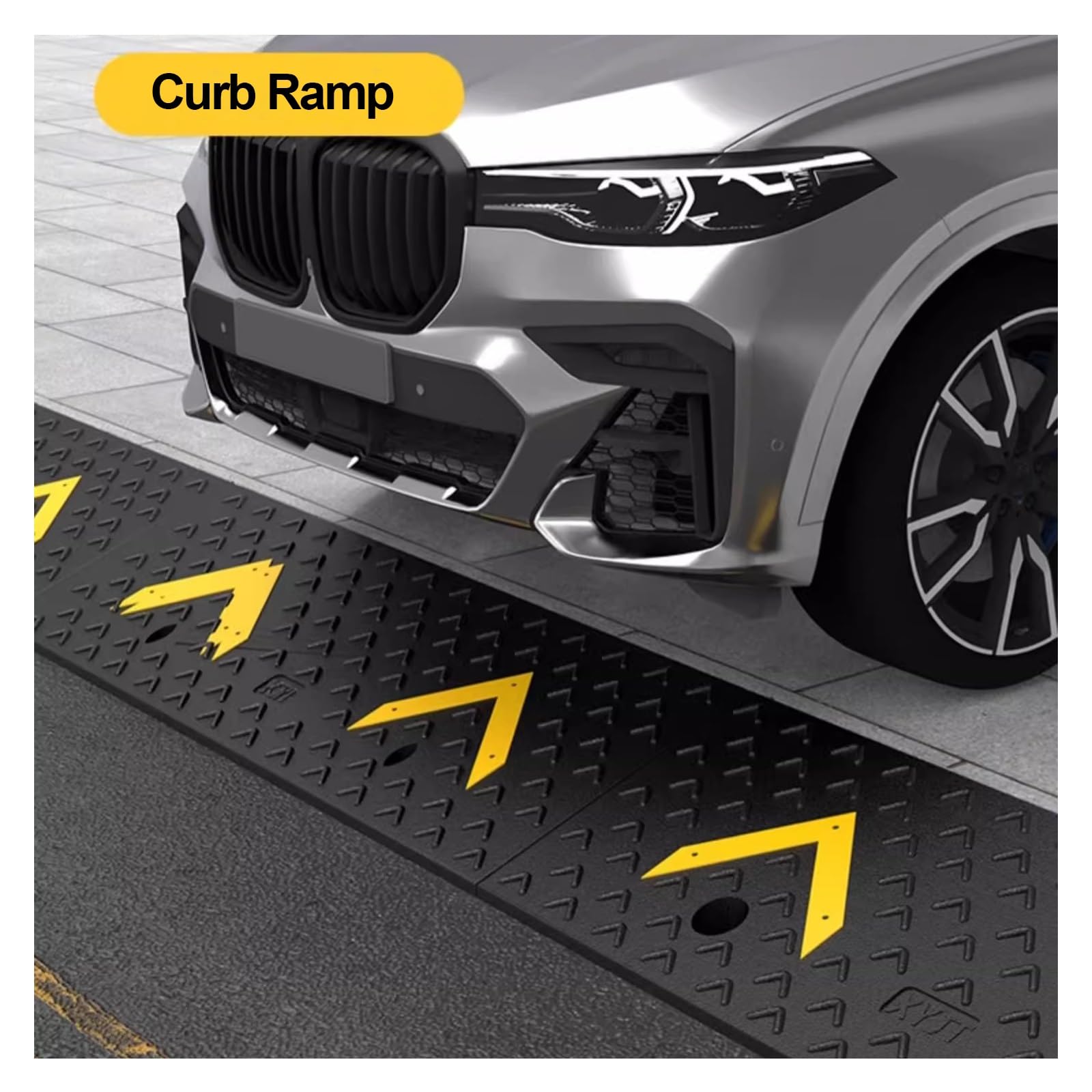 Rubber Car Ramp, Driveway Curb Ramp, Threshold Ramps for Doorways, for Car Bicycle Motorcycle Wheelchairs Going Up and Downhill(100x30x12cm)