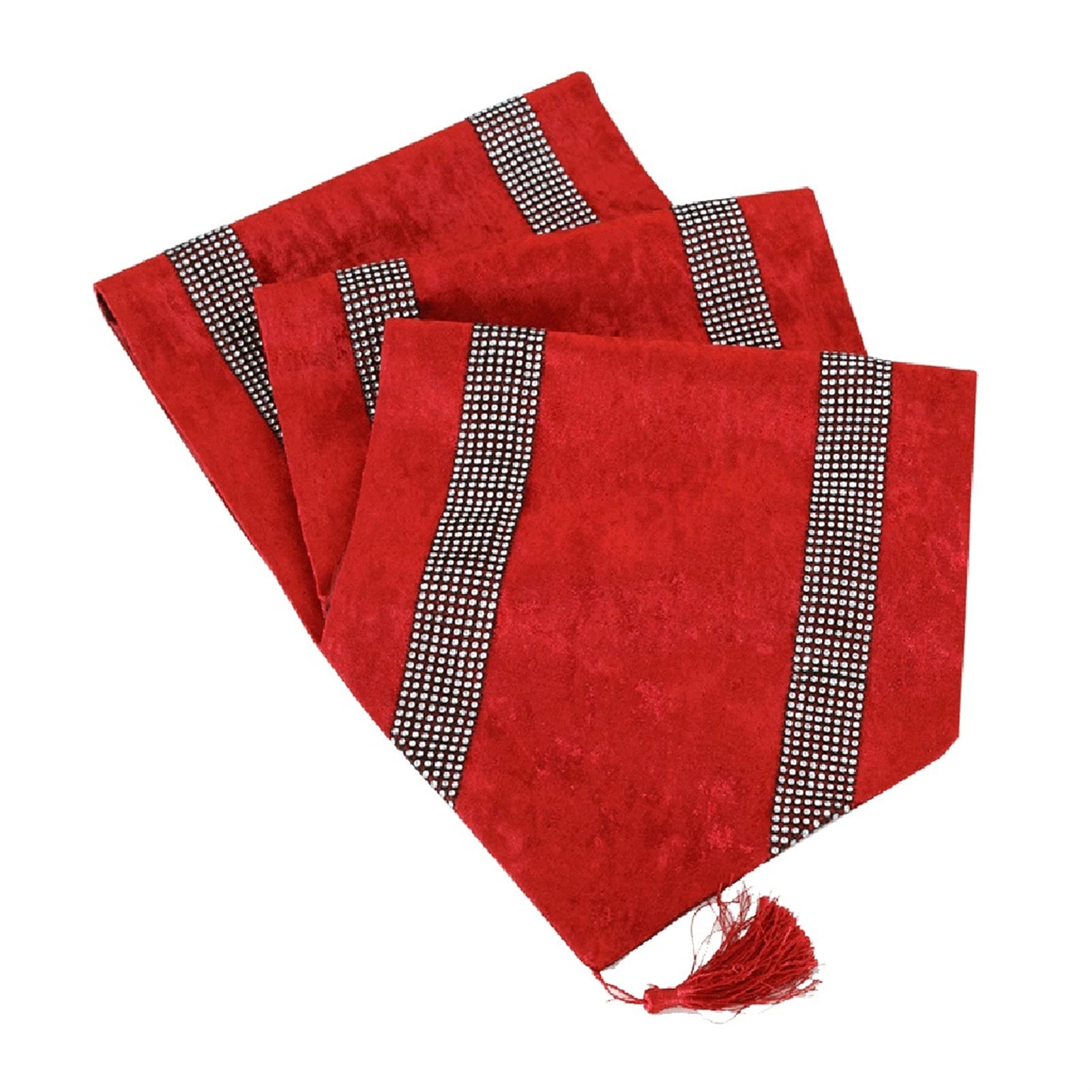 Elegant und luxuriös Tischläufer Stilvolle Atmosphäre Einfache Moderne Diamant Noble Luxuriöse Silbergrau Sparkle Crushed Samt Bling Table Runner, 5 Farben (Nero,32 * 210cm)