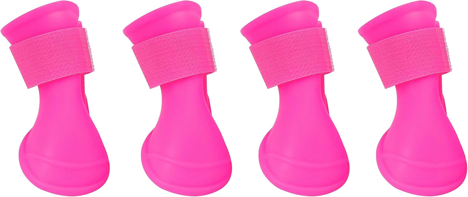 Wags & Wiggles Dog Rain Boots in Pink Dog Booties for Medium Dogs