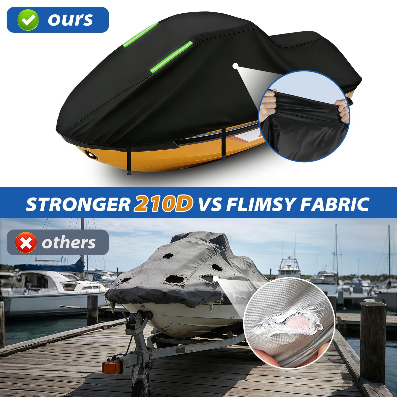 Housse Jet Ski Imperméable pour Sea-Doo GTX Limited 300|Housse de Jet-Ski Oxford Anti-UV pour extérieur | Protection Durable Tout Temps | Installation Facile | 3 Boucles Coupe-Vent