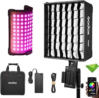 Godox FH50R RGB Luz LED portátil flexível com kit portátil ML-AK + Softbox FS50, CCT 2500K ~ 10000K CRI≥96 TLCI≥96, efeito de luzes 14 FX, controle sem fio/APP 2.4G