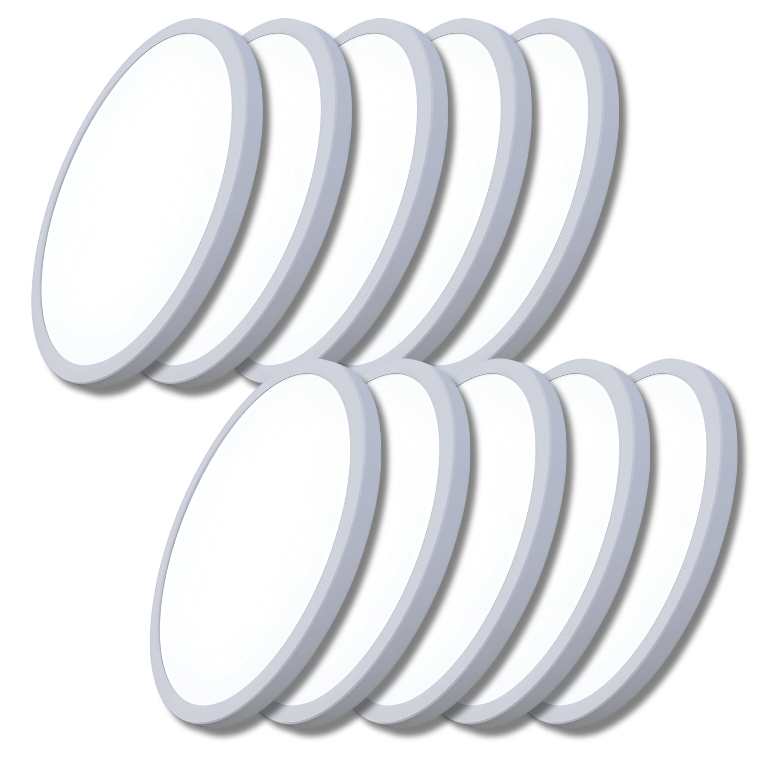 ENOVALITE 10er Set Multitalent LED Deckenleuchte - Panel mit einstellbarem Lochmaß - 18W 1880lm - Einbau/Aufbau Aufputz - 3000K 4000K 6000K CCT einstellbar - rund Ø225x17mm