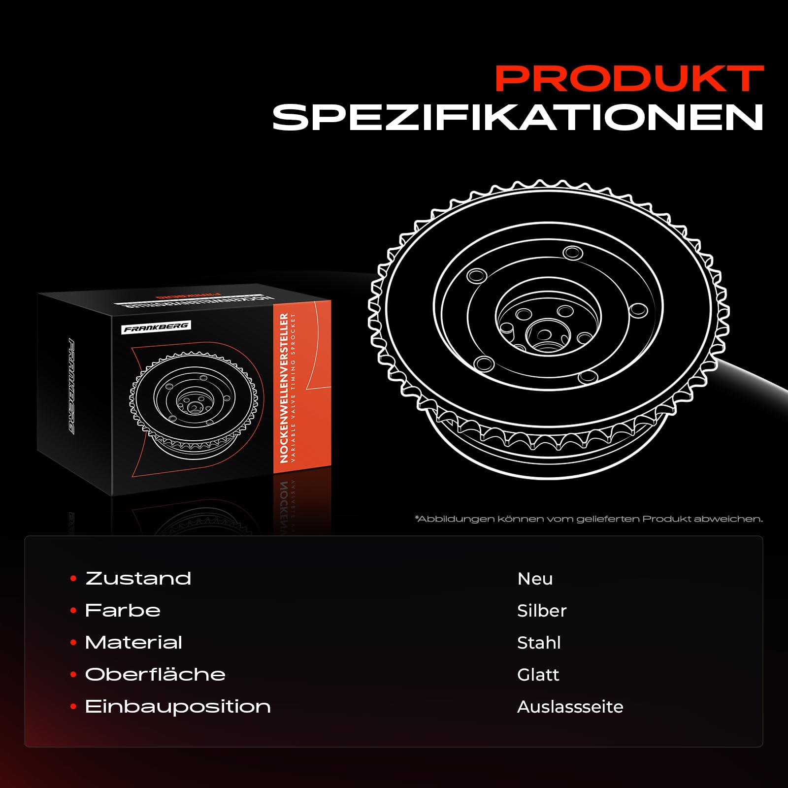 Frankberg Nockenwellenversteller Nockenwellen Kompatibel mit Q7 4LB P.a.s.s.a.t 3C2 CC 357 Variant 3C5 T.o.u.a.r.e.g 7L6 7L7 7LA 3.2L 3.6L Replace# 03H109088D