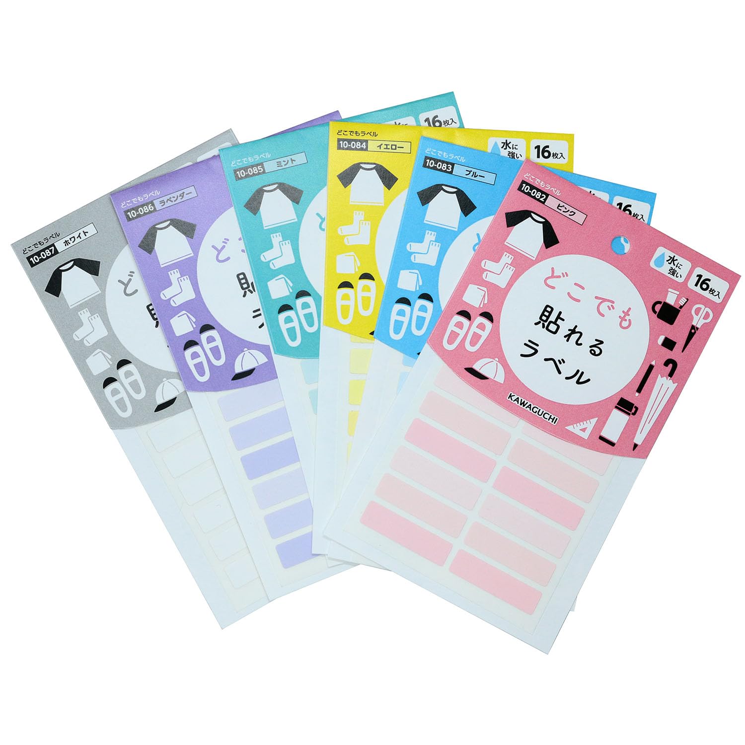 Amazon | KAWAGUCHI(カワグチ) どこでも貼れるラベル 16枚入 ピンク 10
