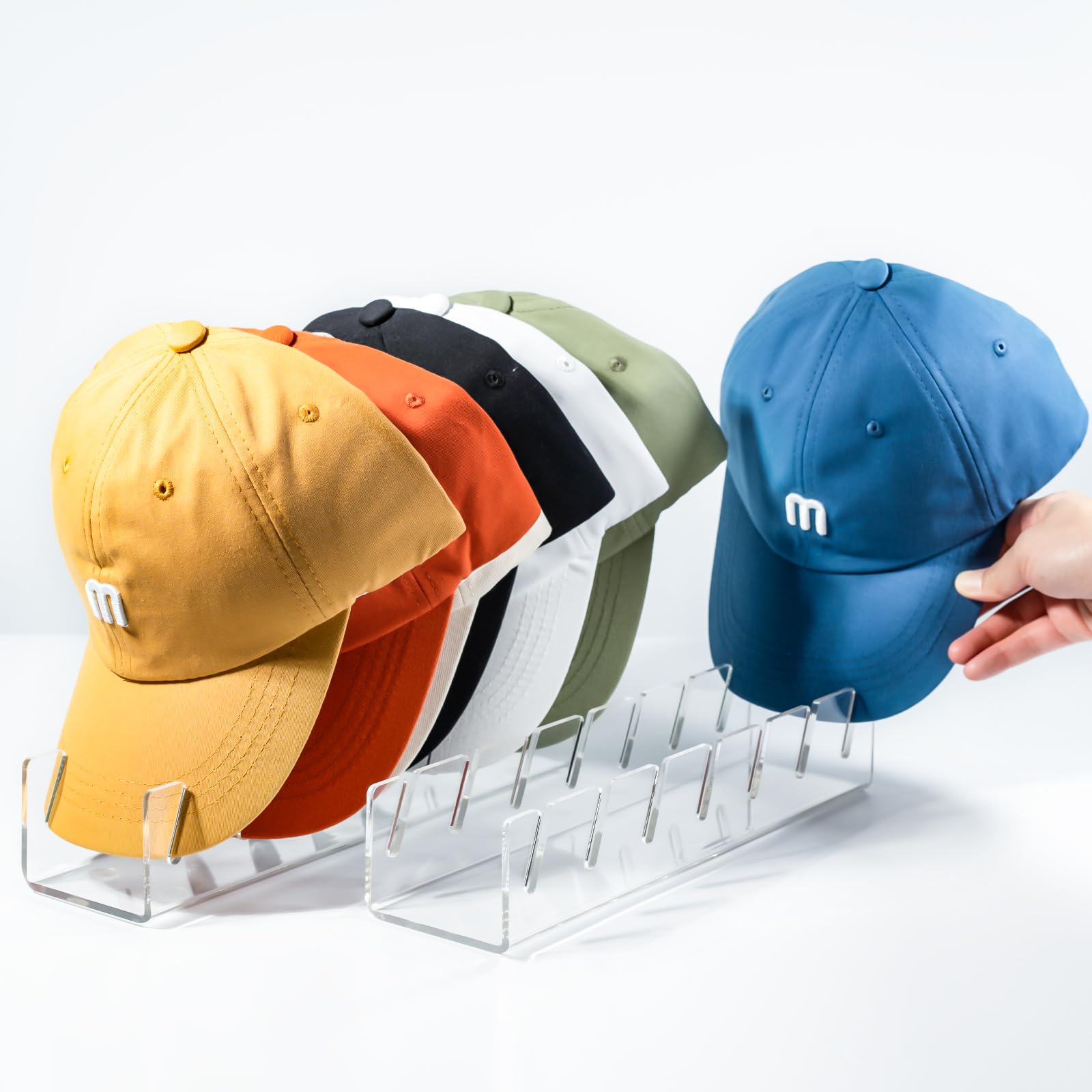 Shiyinar Acrylic Hat Organizer for Baseball Caps, Hat Stand store up to 14 Hats in Your Closet, Living Room, or Table,Gifts for dad
