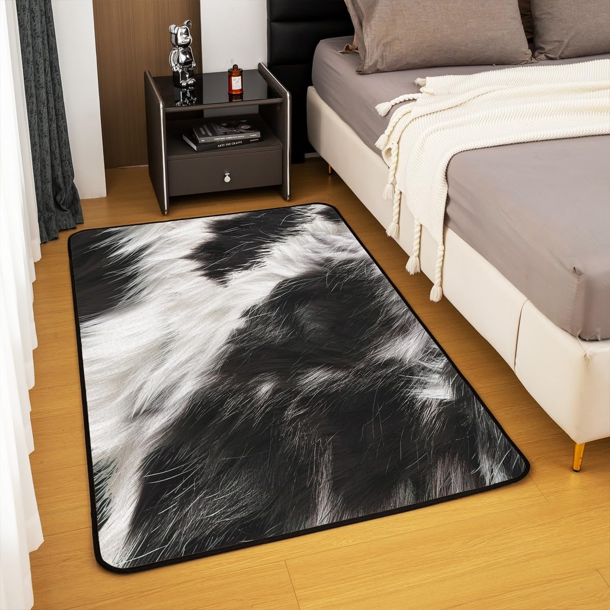 Tapis en peau de vache marron et blanc - Tapis en peau de vache