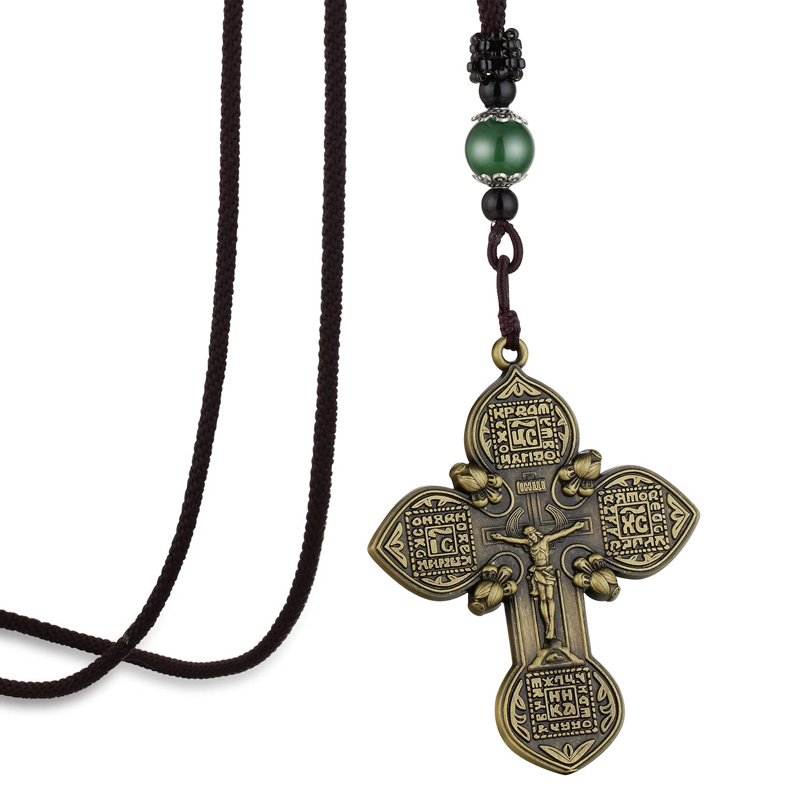 Cottvottcottvott Vintage Russian Orthodox Cross Pendant Necklace