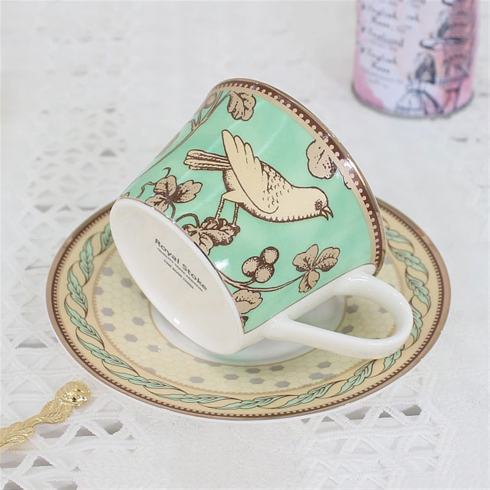 Ceramiczny kubek do kawy w stylu europejskim w stylu ogrodowym filiżanka do kawy z porcelany kostnej czarny zestaw filiżanek do herbaty kubek zestaw kubków do kawy