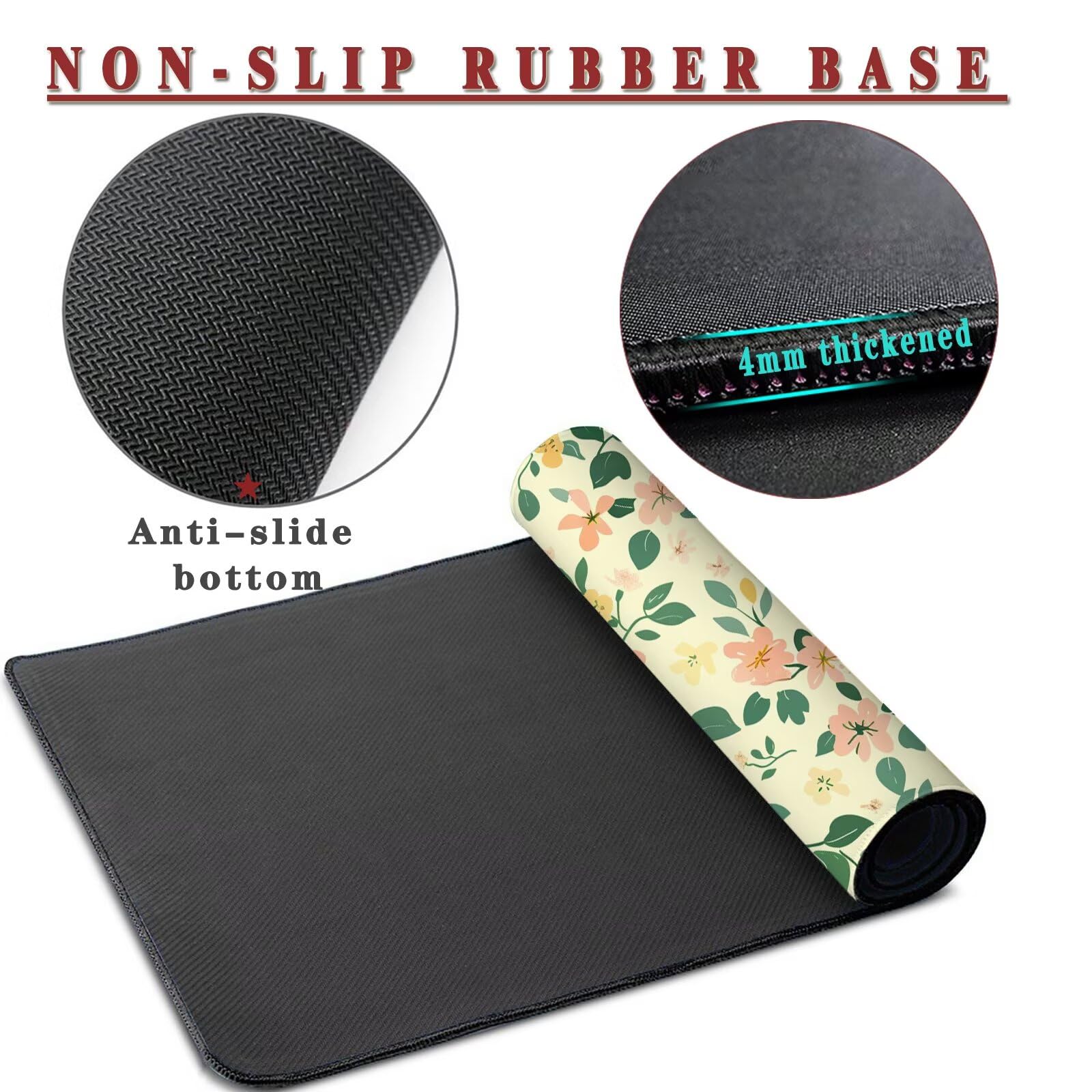 Alfombrilla de Ratón 1400x600x4mm Alfombrilla Ratón XXL Gaming Tapete Protector Escritorio Impermeable Antideslizante, Mousepad Grande Desk Mat, Tapete Rato, Mouse Pad Alfombra Raton Gaming Plants (3)